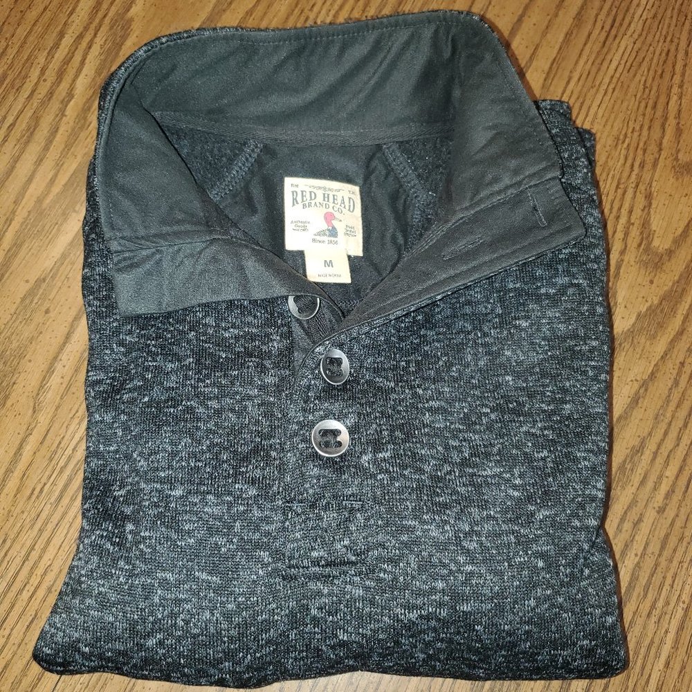 RedHead Sweater Henley Button Up Heathered Knit Heavy Pullover Jacket Size Med.